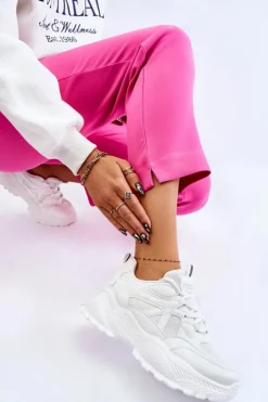 Boto Sneakersy Damskie*Klasyczne Sneakersy Na Platformie Białe Larec