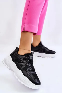 Hot Boto Klasyczne Sneakersy Na Platformie Czarne Larec