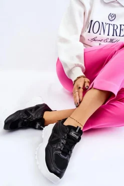 Hot Boto Klasyczne Sneakersy Na Platformie Czarne Larec