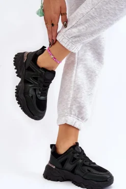 Damskie Boto Klasyczne Sportowe Buty Na Platformie Czarne Bowie