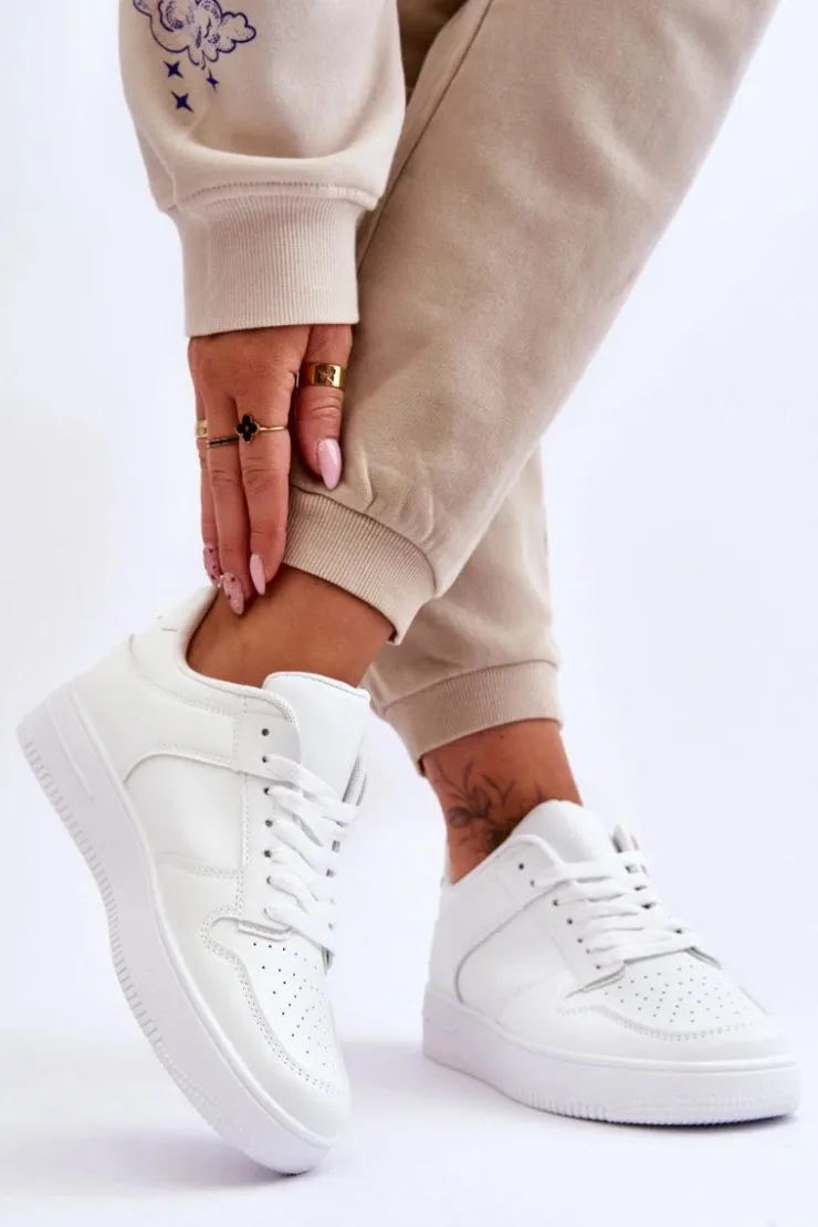 Damskie Boto Klasyczne Sportowe Buty Na Platformie Białe Larena