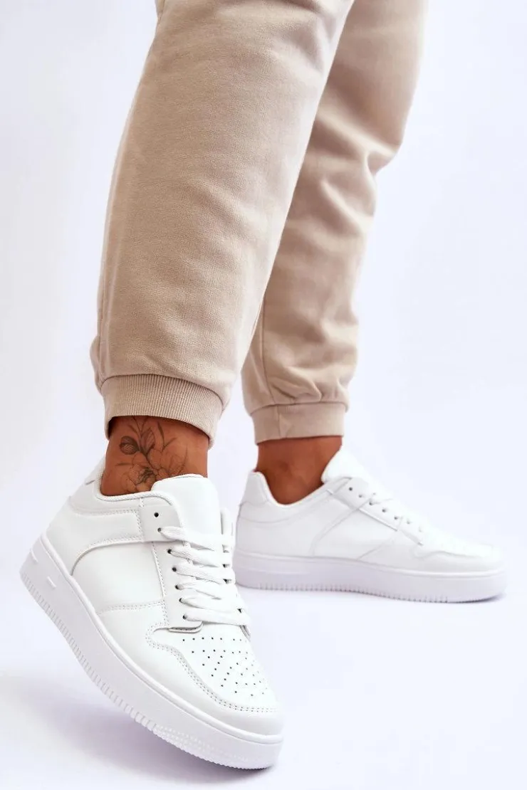 Damskie Boto Klasyczne Sportowe Buty Na Platformie Białe Larena