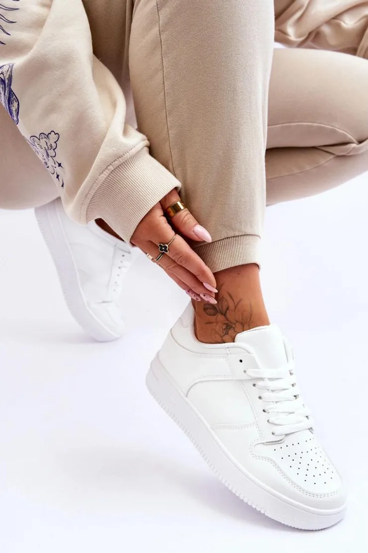 Damskie Boto Klasyczne Sportowe Buty Na Platformie Białe Larena