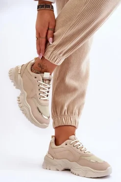 Online Boto Klasyczne Sportowe Buty Na Platformie Beżowe Need It