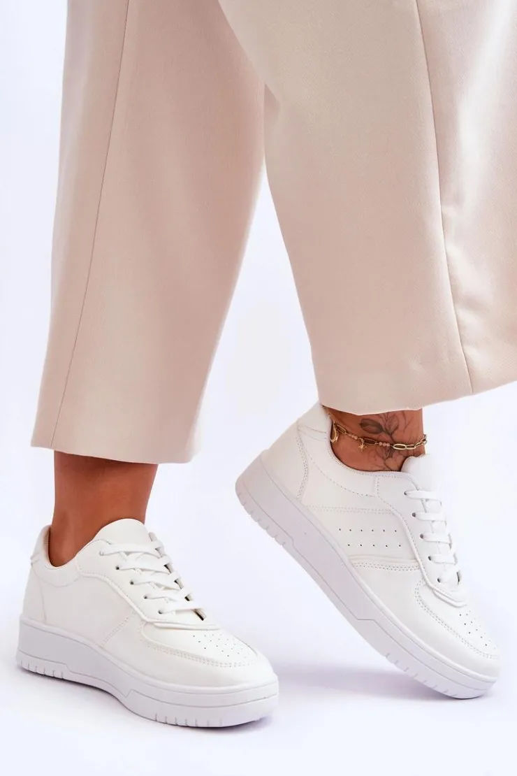 Damskie Boto Klasyczne Sportowe Buty Na Platformie Białe Feel It