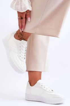 Damskie Boto Klasyczne Sportowe Buty Na Platformie Białe Feel It