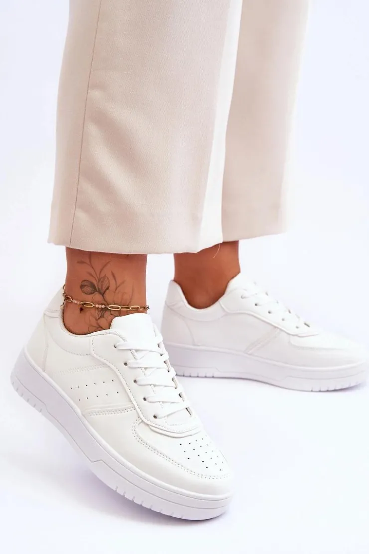 Damskie Boto Klasyczne Sportowe Buty Na Platformie Białe Feel It