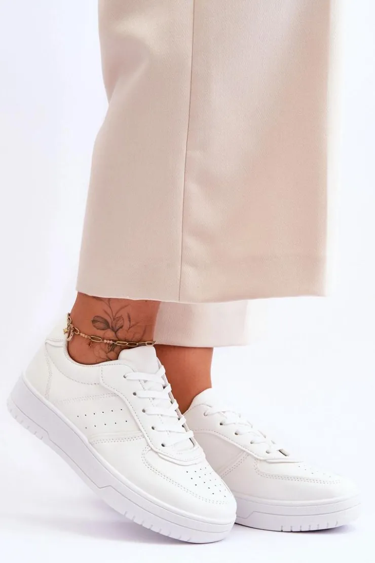 Damskie Boto Klasyczne Sportowe Buty Na Platformie Białe Feel It