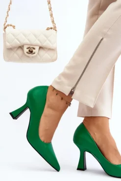 Hot Boto Klasyczne Szpilki W Szpic Zielone Delimena