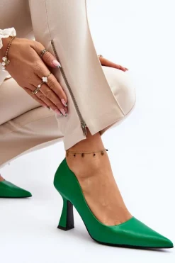 Hot Boto Klasyczne Szpilki W Szpic Zielone Delimena