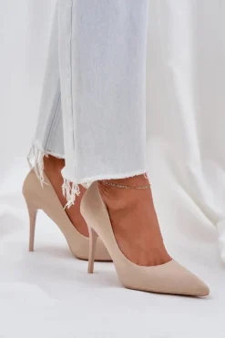 Damskie Boto Klasyczne Szpilki Z Eko Zamszu Jasnobeżowe Navinda