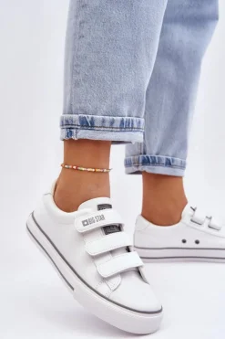 Damskie Big Star Shoes Klasyczne Tenisówki Na Rzepy Big Star LL274A205 Białe