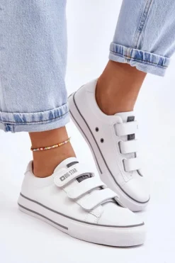 Damskie Big Star Shoes Klasyczne Tenisówki Na Rzepy Big Star LL274A205 Białe