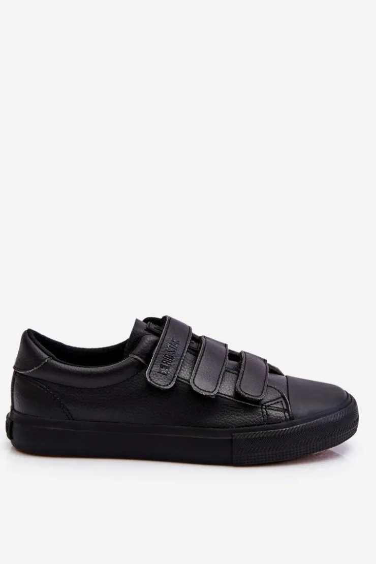 Big Star Shoes Trampki Damskie Big Star|Trampki Damskie Niskie*Klasyczne Tenisówki Na Rzepy Big Star LL274A206 Czarne