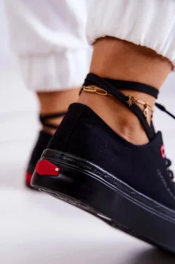 Damskie Cross Jeans Klasyczne Trampki JJ2R4019C Czarne