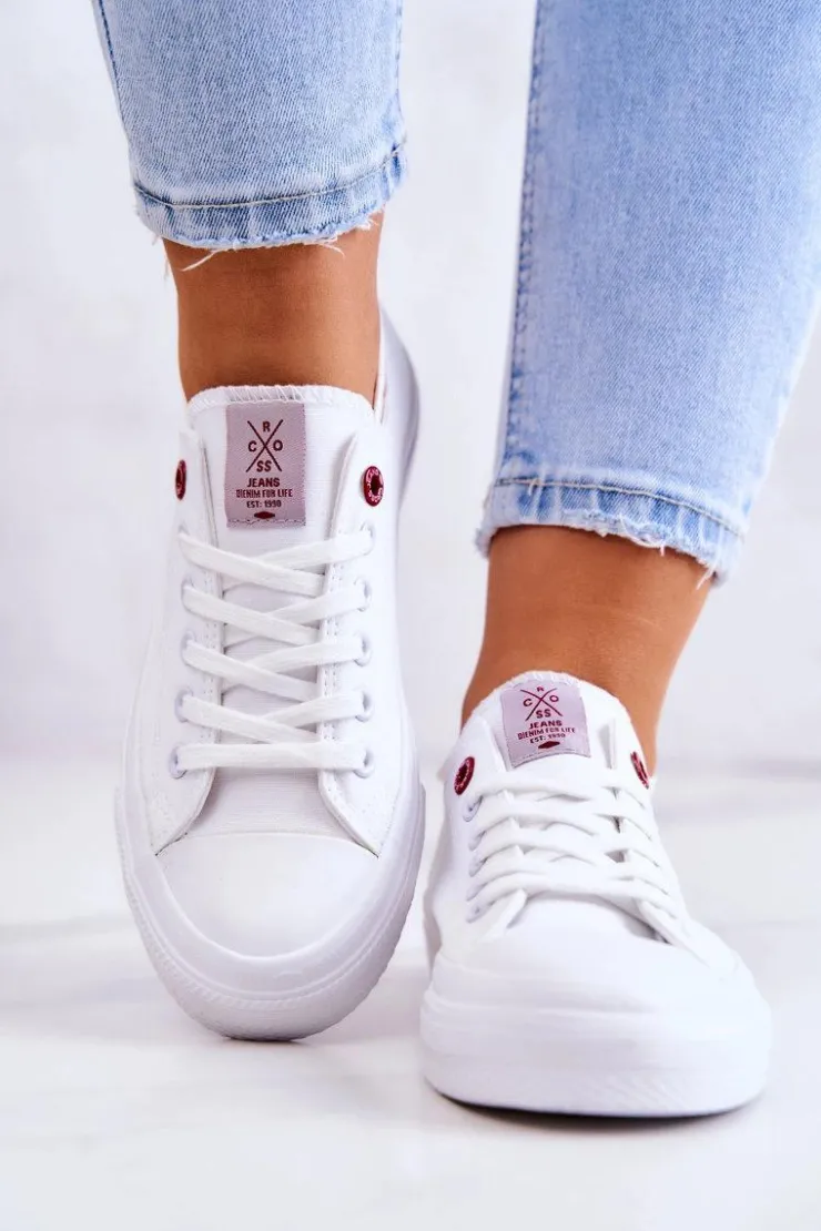 Cross Jeans Trampki Damskie Cross Jeans|Trampki Damskie Niskie*Klasyczne Trampki JJ2R4017C Białe