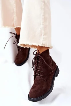 Sale Boto Klasyczne Wiązane Botki Brązowe Melome