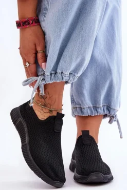 Boto Sneakersy Damskie*Klasyczne Wsuwane Buty Sportowe Czarne Frankie