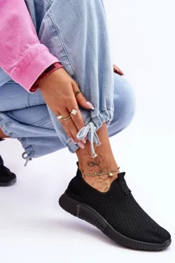 Boto Sneakersy Damskie*Klasyczne Wsuwane Buty Sportowe Czarne Frankie