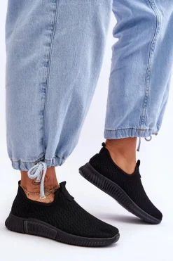 Boto Sneakersy Damskie*Klasyczne Wsuwane Buty Sportowe Czarne Frankie