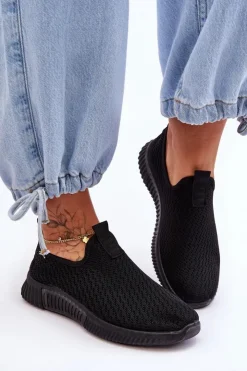 Boto Sneakersy Damskie*Klasyczne Wsuwane Buty Sportowe Czarne Frankie
