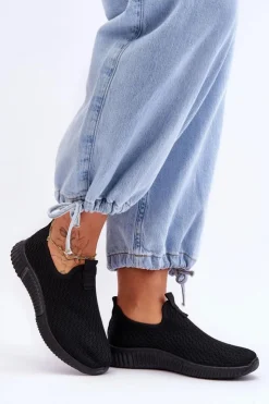 Boto Sneakersy Damskie*Klasyczne Wsuwane Buty Sportowe Czarne Frankie