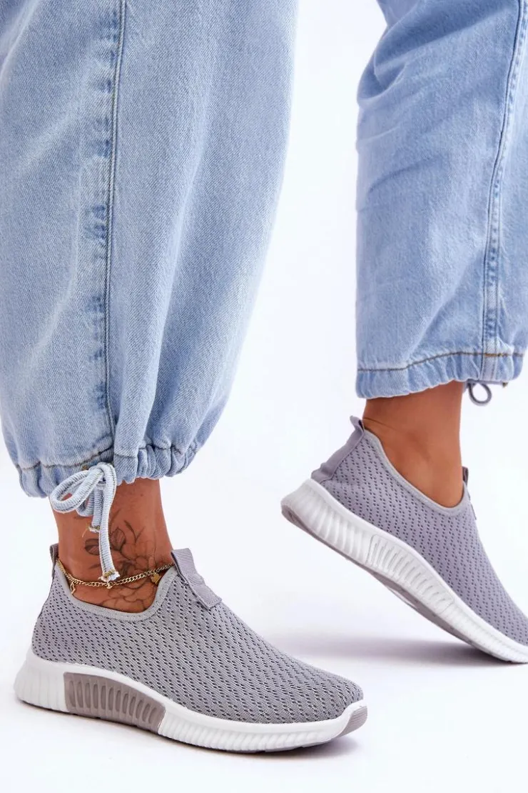 Outlet Boto Klasyczne Wsuwane Buty Sportowe Szare Frankie