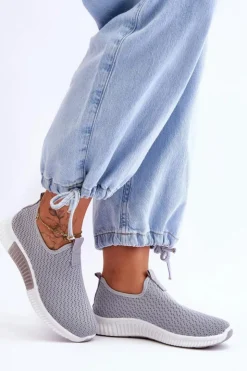 Outlet Boto Klasyczne Wsuwane Buty Sportowe Szare Frankie