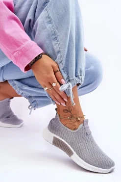 Outlet Boto Klasyczne Wsuwane Buty Sportowe Szare Frankie