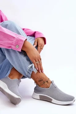 Outlet Boto Klasyczne Wsuwane Buty Sportowe Szare Frankie