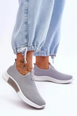 Outlet Boto Klasyczne Wsuwane Buty Sportowe Szare Frankie