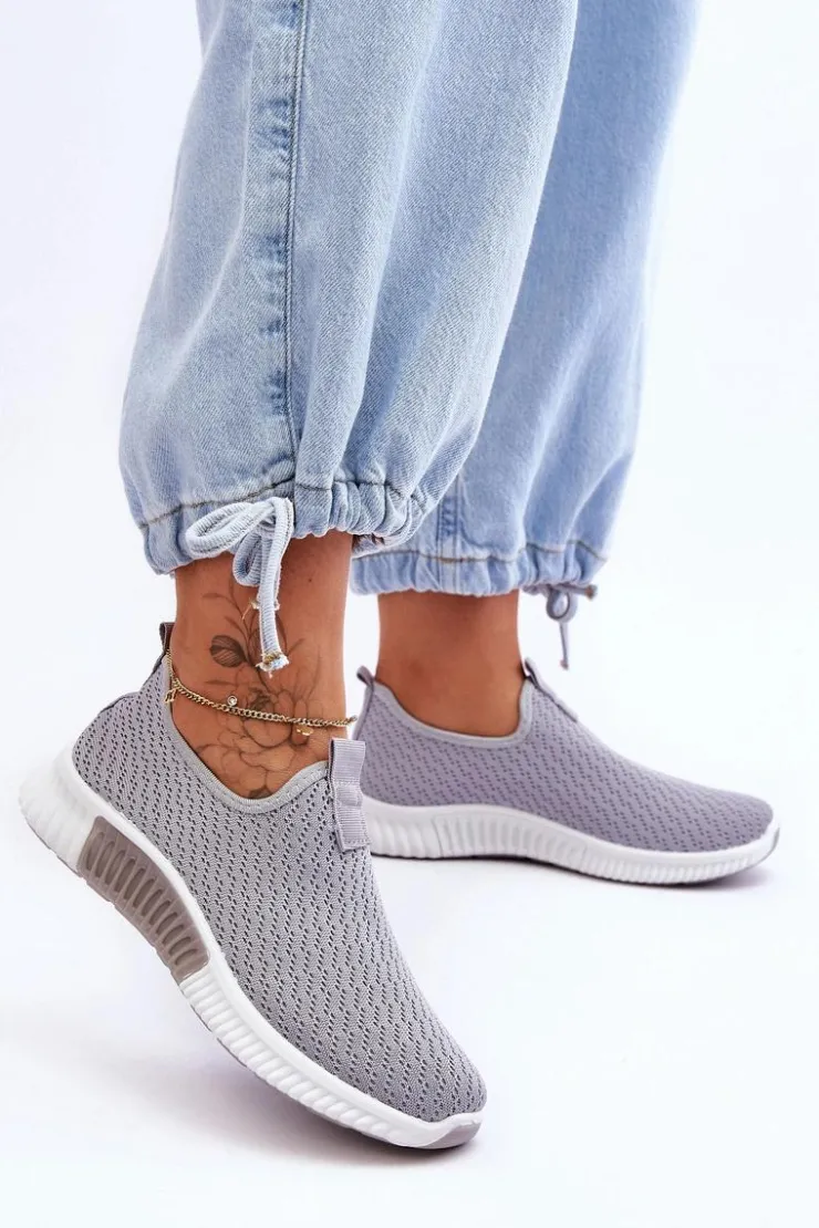 Outlet Boto Klasyczne Wsuwane Buty Sportowe Szare Frankie