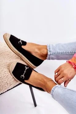 Outlet Damskie buty S.Barski Klasyczne Wsuwane Damskie Espadryle Czarne Oresa
