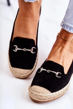 Outlet Damskie buty S.Barski Klasyczne Wsuwane Damskie Espadryle Czarne Oresa