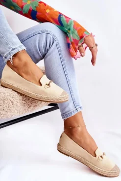 Damskie Damskie buty S.Barski Klasyczne Wsuwane Damskie Espadryle Beżowe Oresa