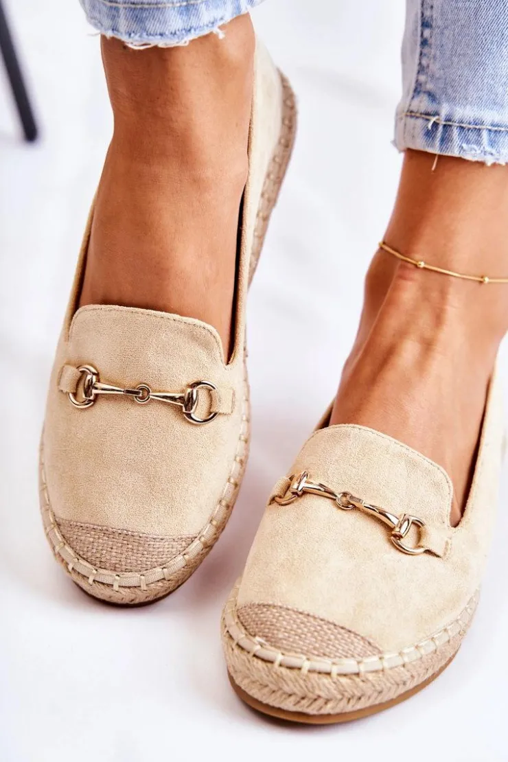 Damskie Damskie buty S.Barski Klasyczne Wsuwane Damskie Espadryle Beżowe Oresa