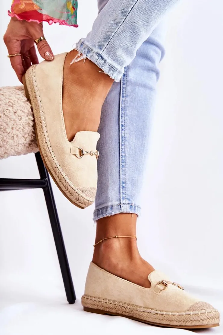 Damskie Damskie buty S.Barski Klasyczne Wsuwane Damskie Espadryle Beżowe Oresa