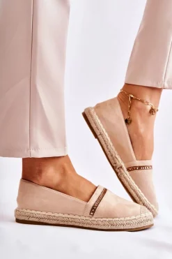Damskie buty S.Barski Czarne Espadryle*Klasyczne Wsuwane Damskie Espadryle Beżowe Cersei