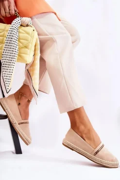 Damskie buty S.Barski Czarne Espadryle*Klasyczne Wsuwane Damskie Espadryle Beżowe Cersei