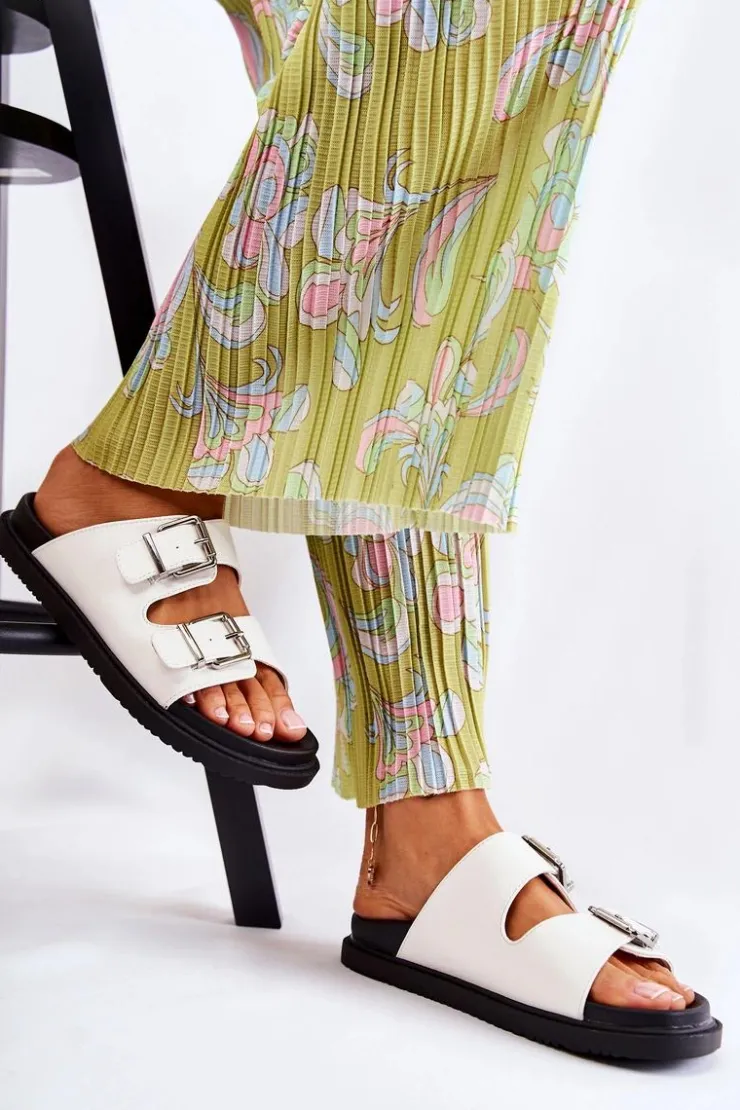 Sale Boto Klasyczne Wsuwane Klapki Damskie Białe Weston