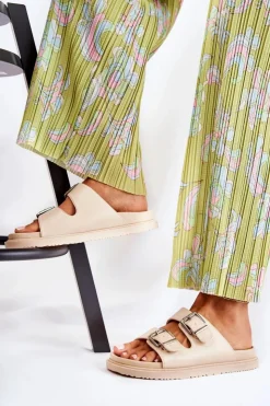 Damskie Boto Klasyczne Wsuwane Klapki Damskie Beżowe Weston