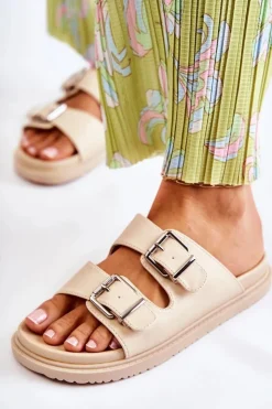 Damskie Boto Klasyczne Wsuwane Klapki Damskie Beżowe Weston