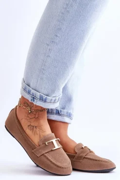 Damskie Boto Klasyczne Wsuwane Mokasyny Beżowe Carly