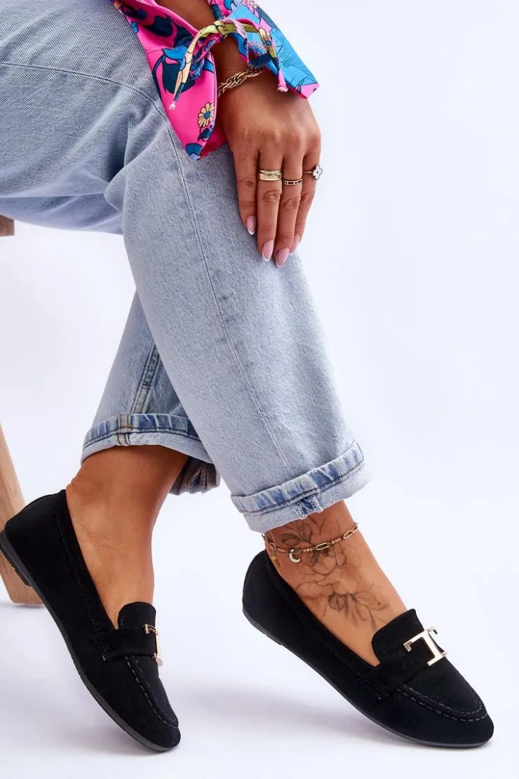 Boto Loafersy Damskie|Mokasyny Damskie Zamszowe*Klasyczne Wsuwane Mokasyny Czarne Carly Czarny