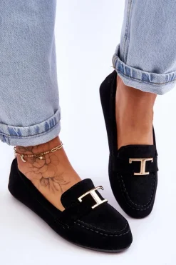 Boto Loafersy Damskie|Mokasyny Damskie Zamszowe*Klasyczne Wsuwane Mokasyny Czarne Carly Czarny