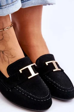 Boto Loafersy Damskie|Mokasyny Damskie Zamszowe*Klasyczne Wsuwane Mokasyny Czarne Carly Czarny
