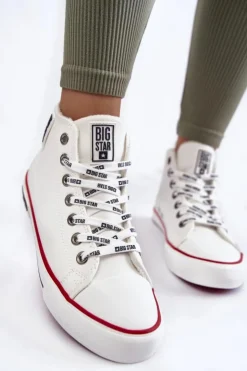 New Big Star Shoes Klasyczne Wysokie Ocieplane Trampki Big Star KK274597 Białe