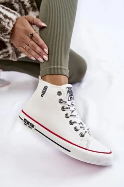 New Big Star Shoes Klasyczne Wysokie Ocieplane Trampki Big Star KK274597 Białe