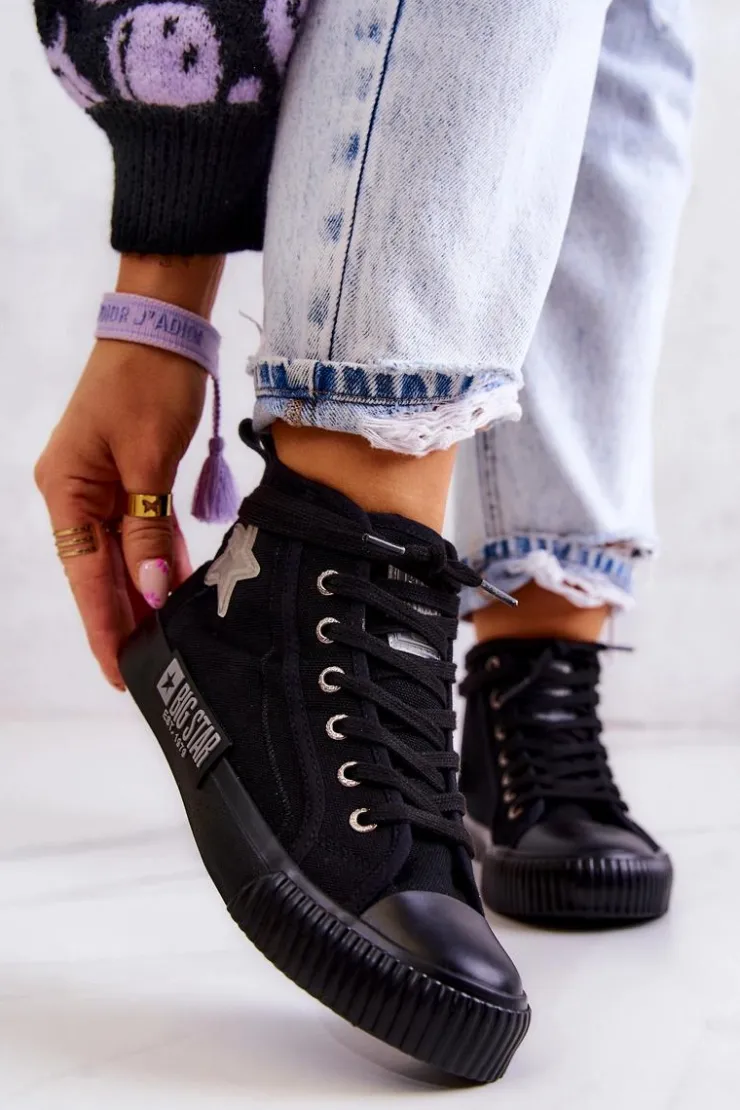 Hot Big Star Shoes Klasyczne Wysokie Trampki Big Star JJ274380 Czarne