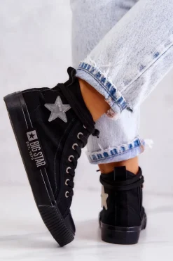 Hot Big Star Shoes Klasyczne Wysokie Trampki Big Star JJ274380 Czarne